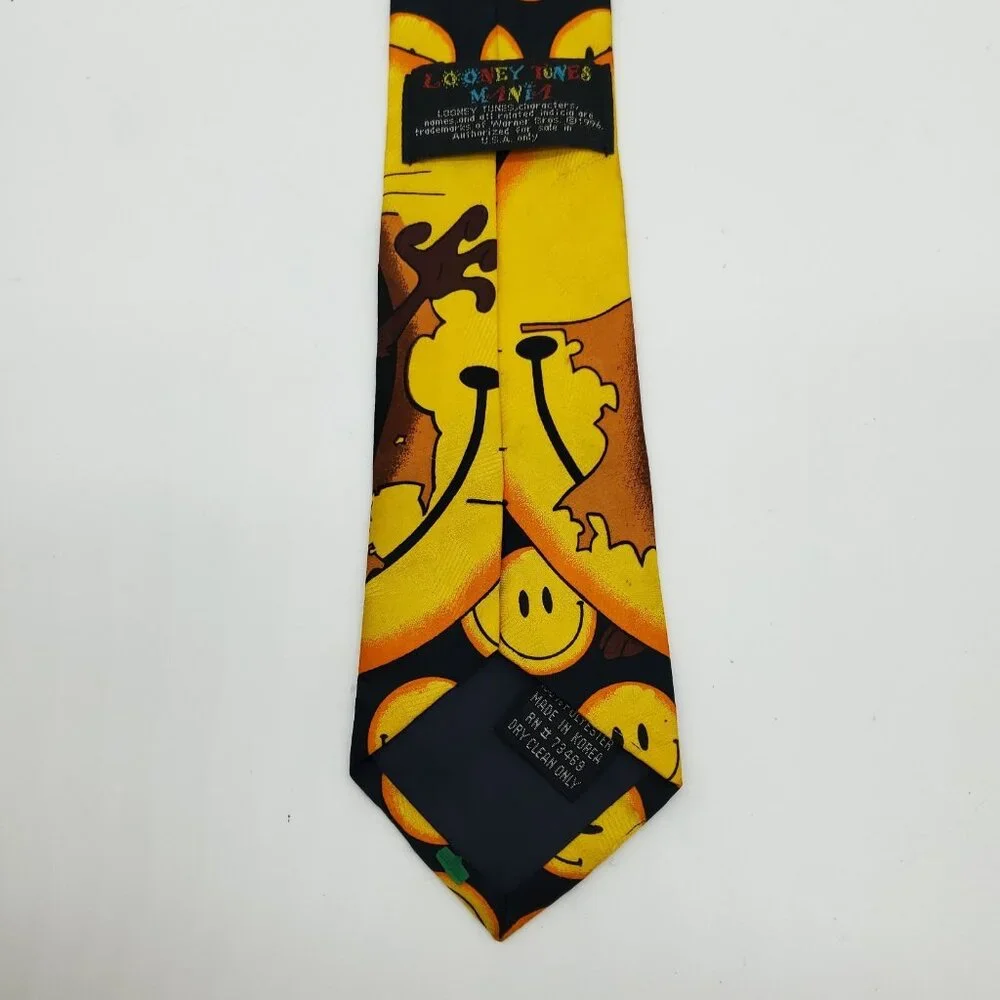 LOONEY TOONS MANIA Tasmanian Devil Taz Smiley Faces Neck Tie Vintage Fun Cartoon